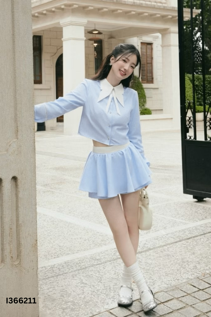 SET Áo xanh kẻ trắng + quần short