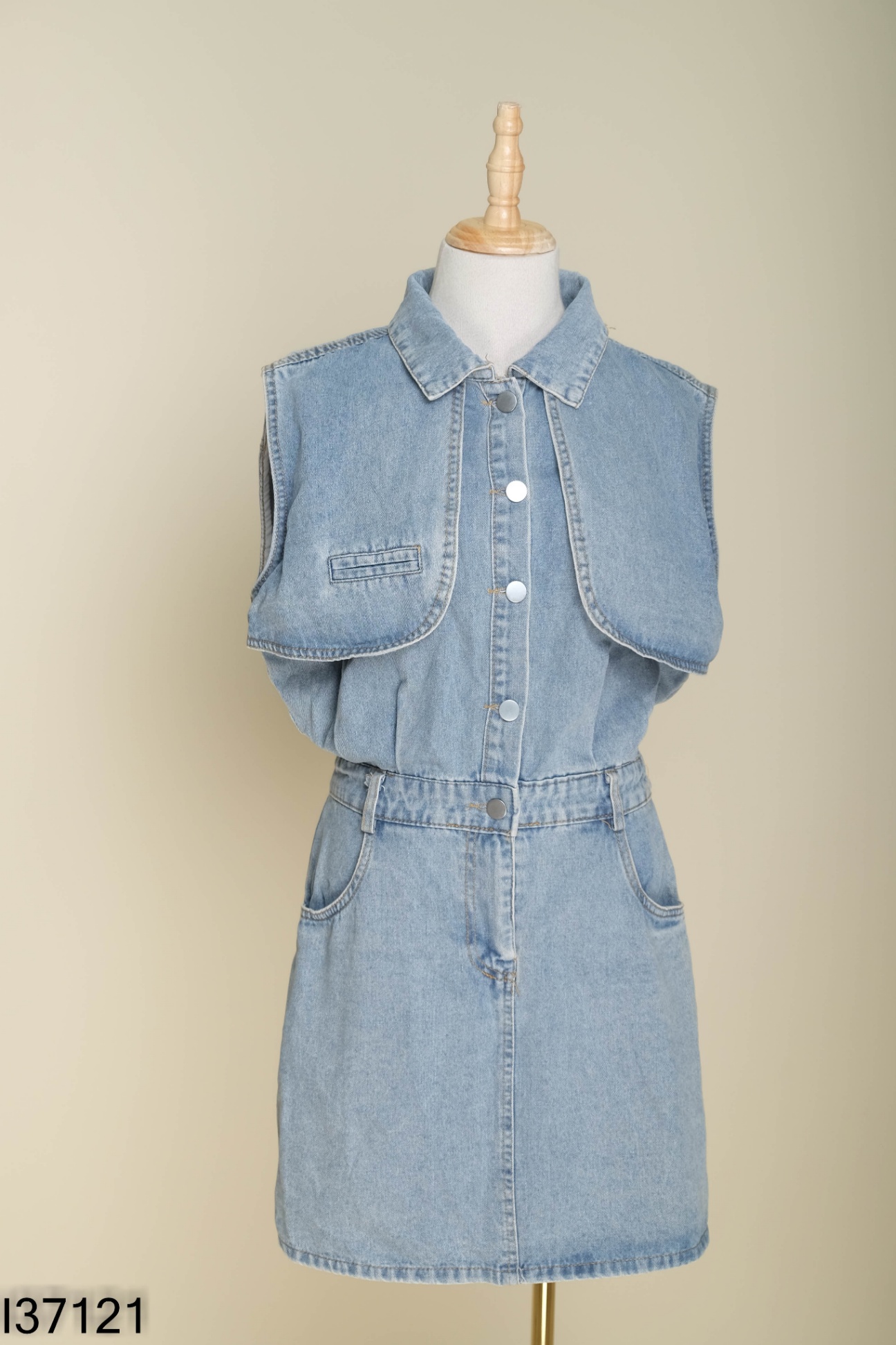 Váy sát nách jeans xanh