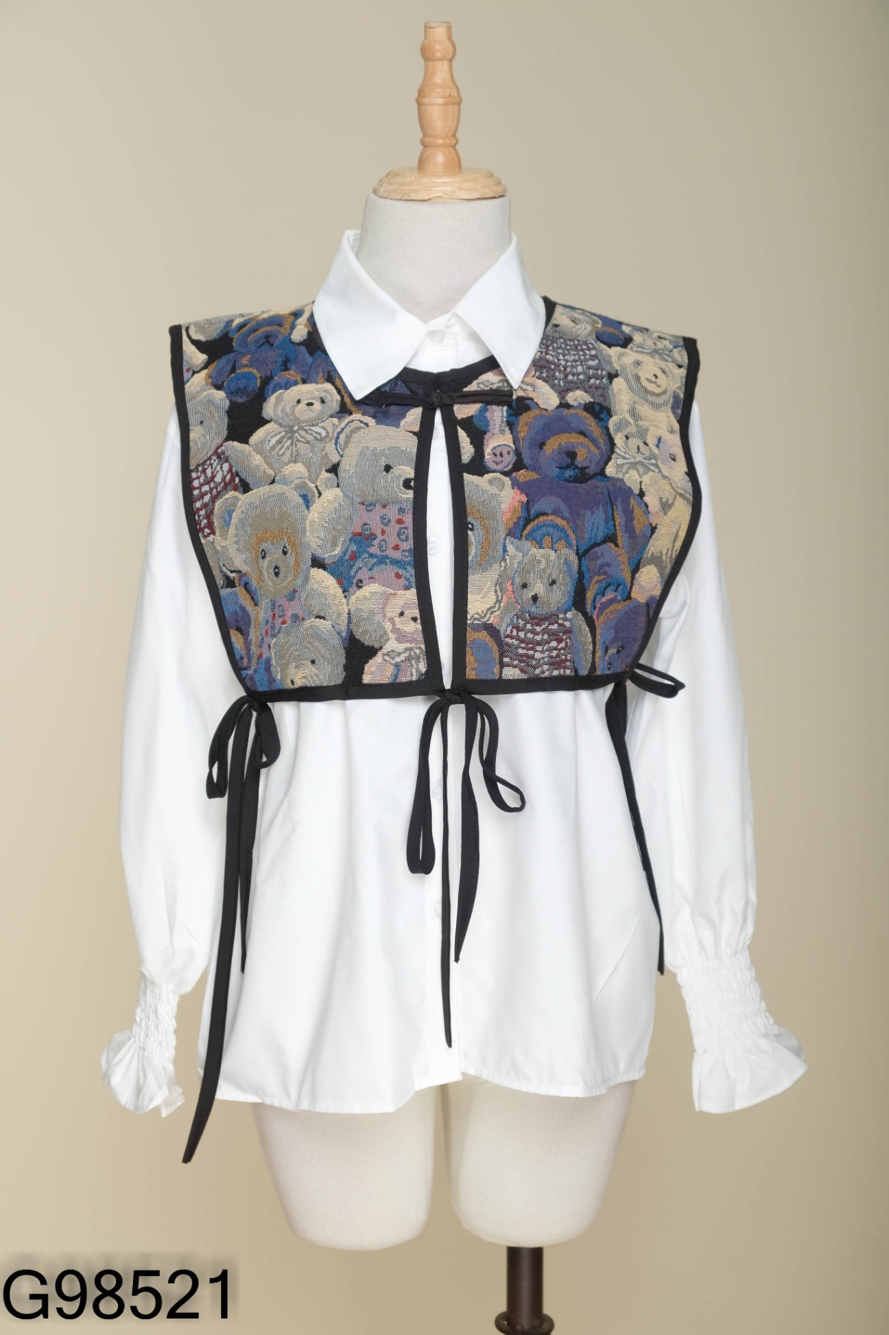 NEWTAG SET Áo sơ mi trắng + gile gấu