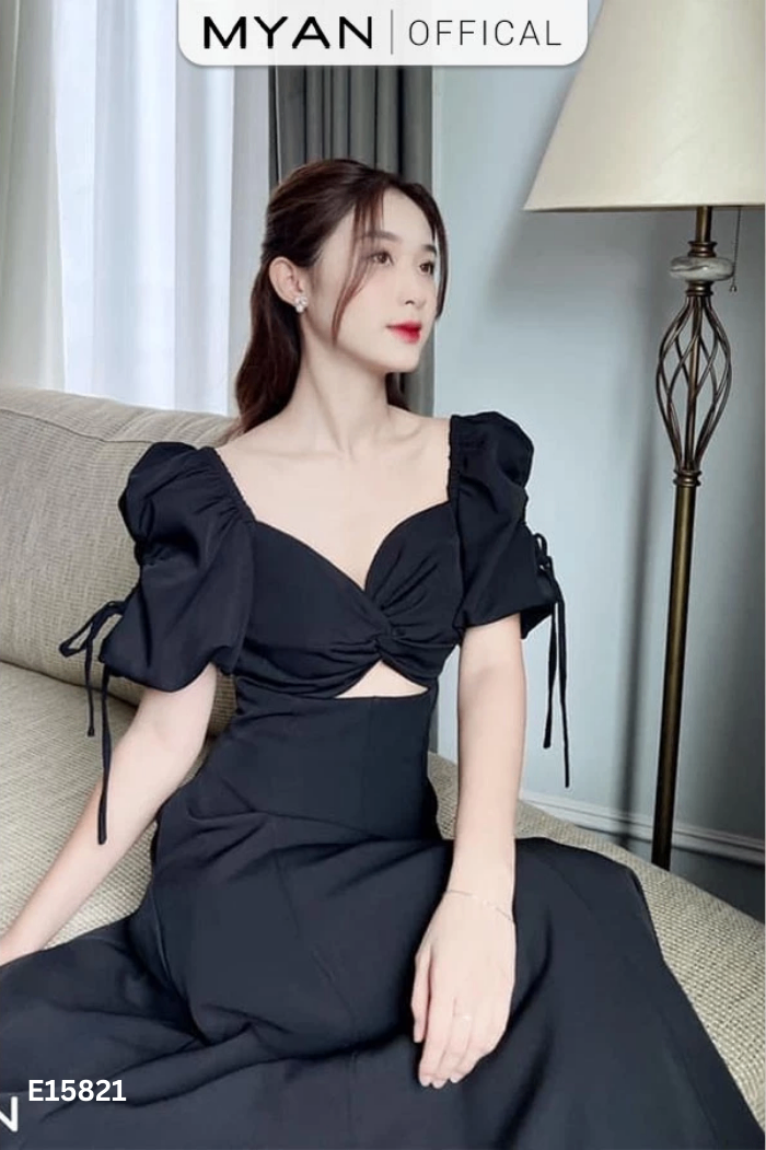 Váy MYAN đen hở eo