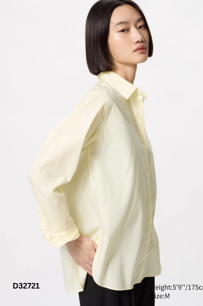 Áo sơ mi UNIQLO vàng be trơn