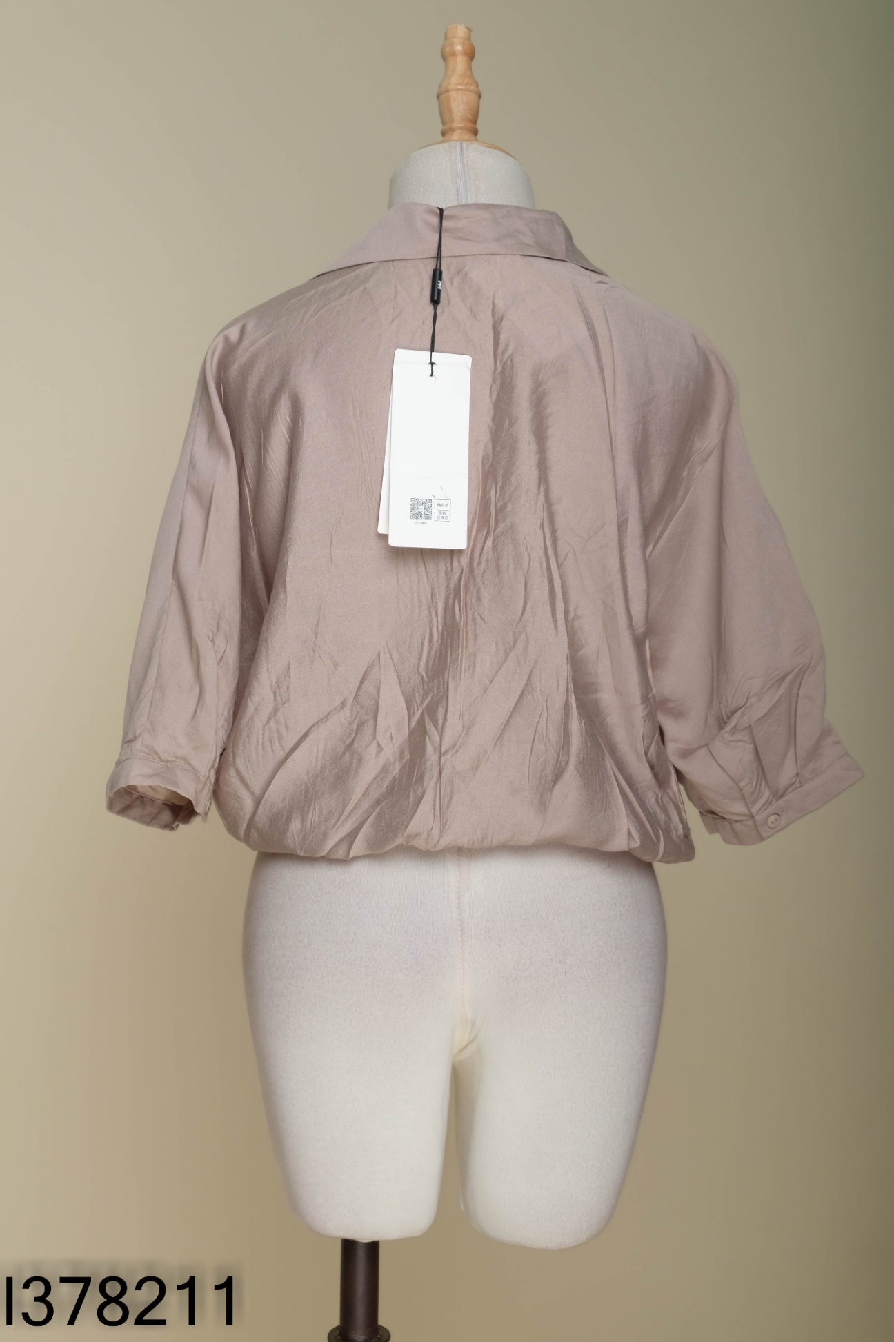 NEWTAG Áo sơ mi xám nâu croptop
