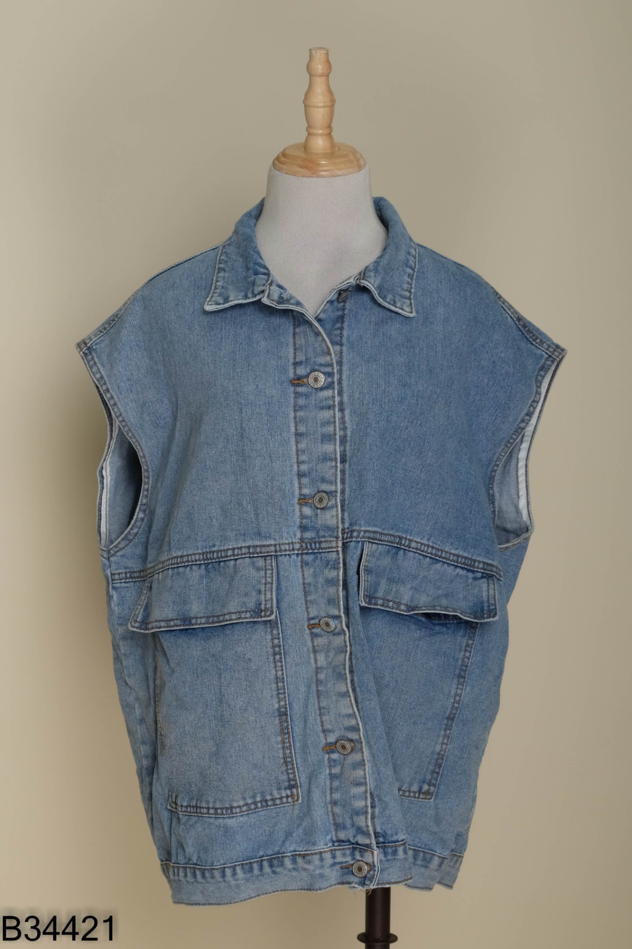 Áo jeans jeans xanh túi vuông
