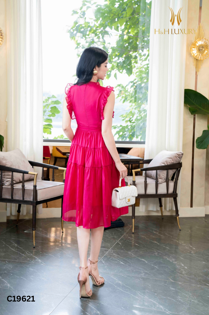 Váy H&H LUXURY hồng sát nách