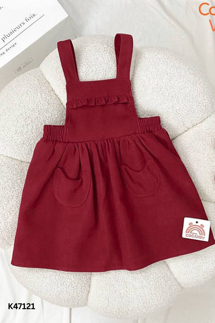 Váy yếm đỏ viền bèo KIDS