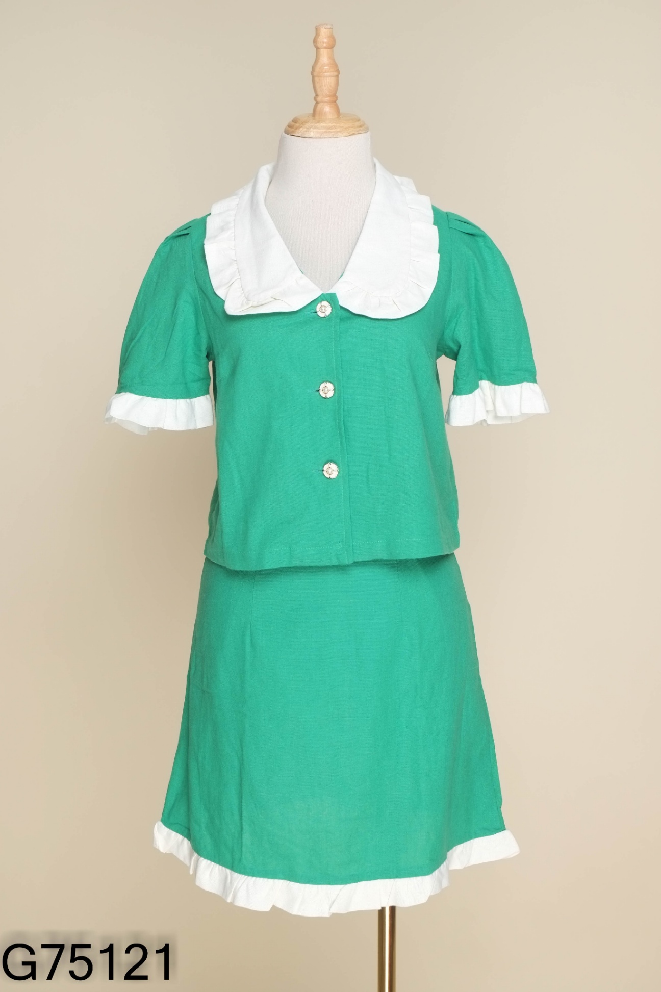 SET Linen xanh áo sơ mi + chân váy
