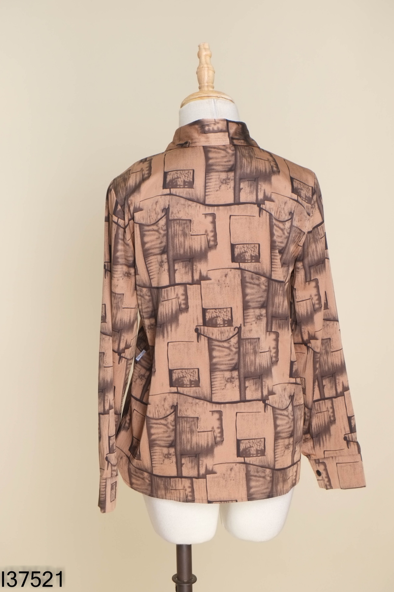 Áo LIIN CLOTING lụa nâu phối đen