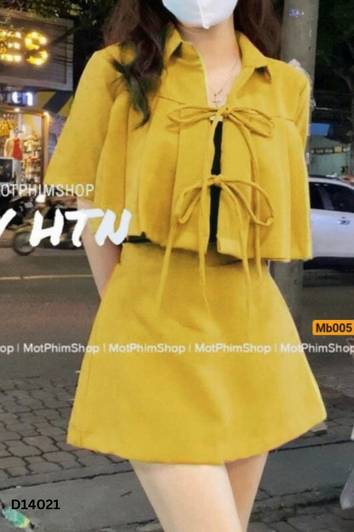 SET Áo vàng croptop + chân váy