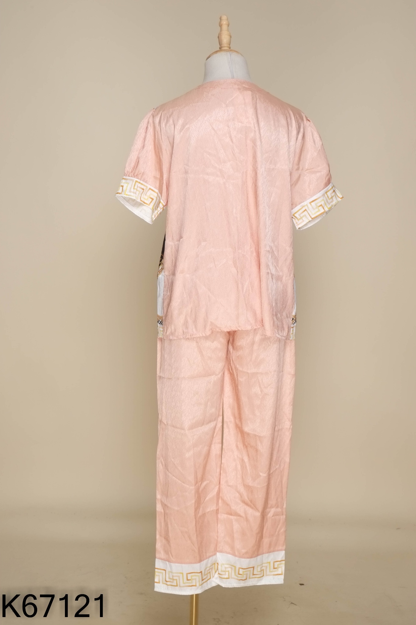 SET Áo + quần dài pijama hồng be hoạ tiết