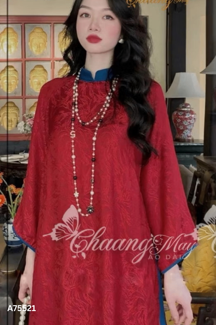 SET Áo dài lụa đỏ + quần xanh