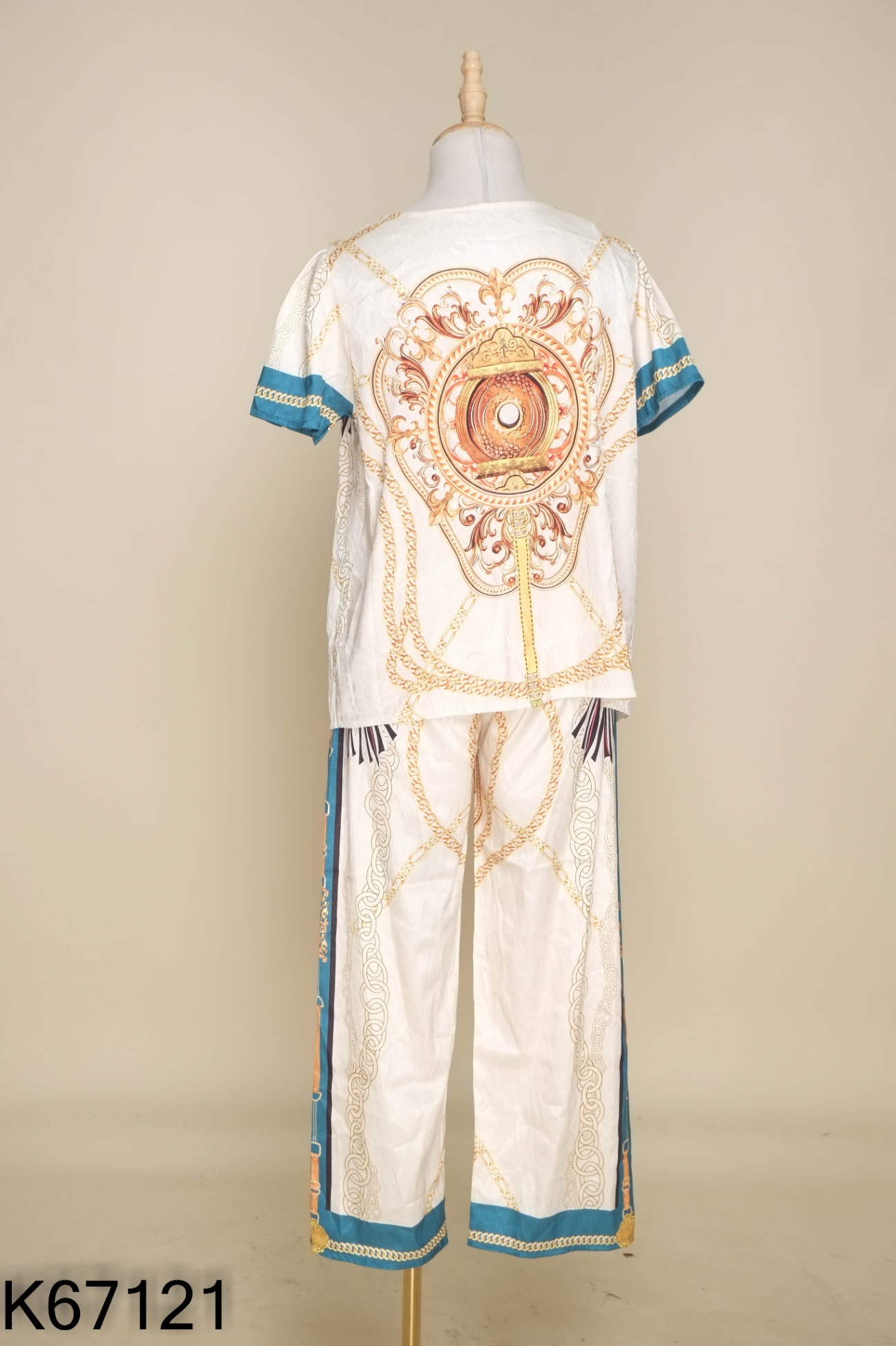 SET Áo + quần dài pijama be ren hoạ tiết