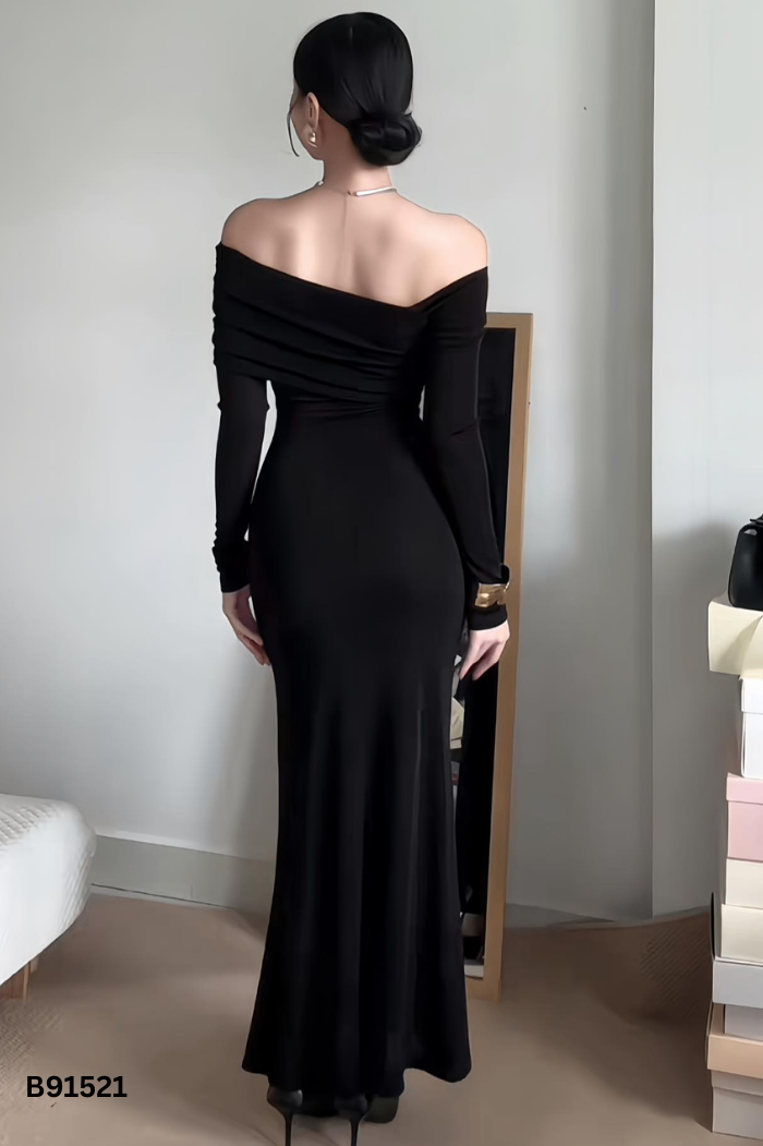 Váy lệch vai MIO LADY đen dúm
