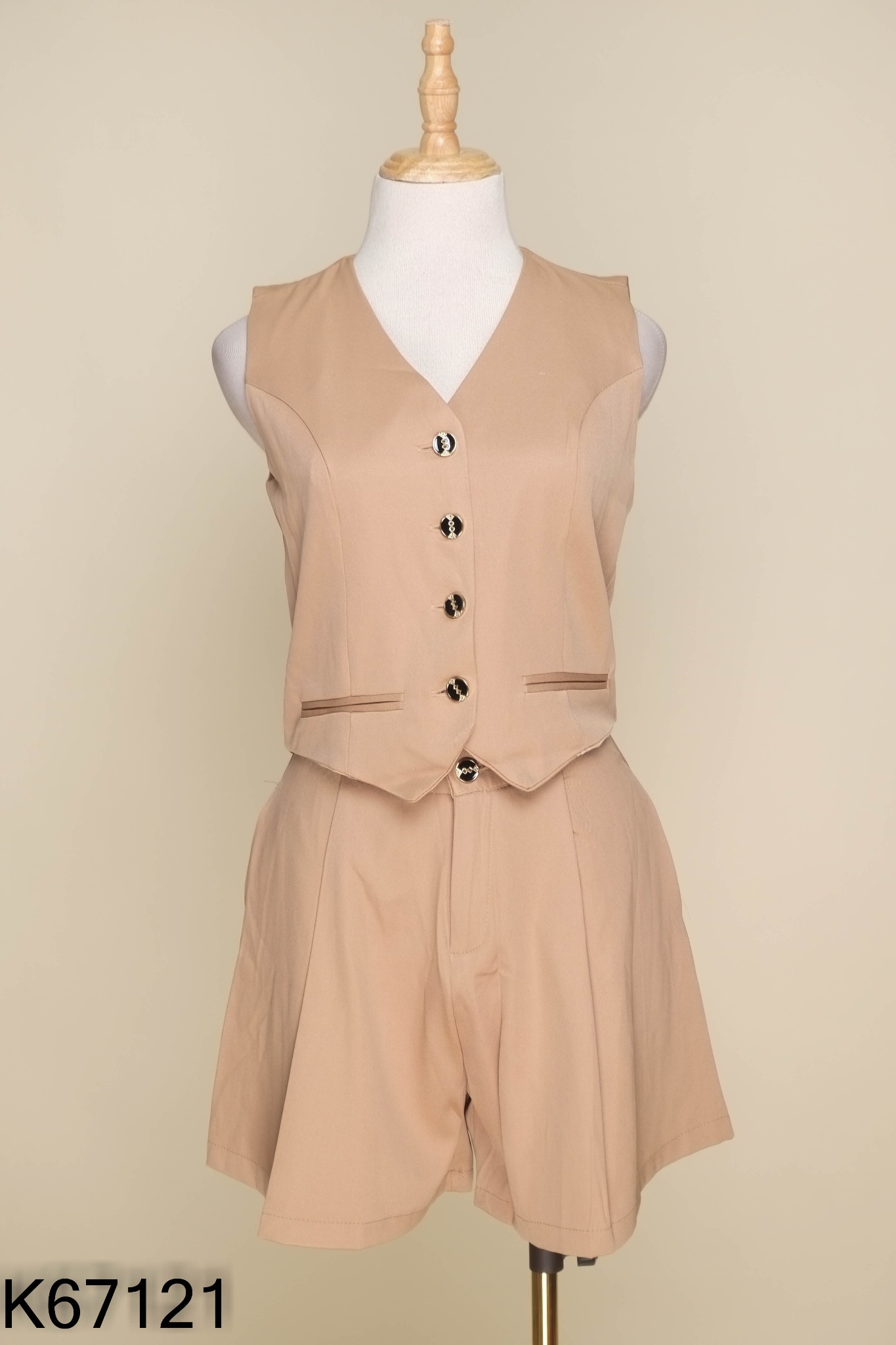 NEWTAG SET Gile +quần short nâu trơn