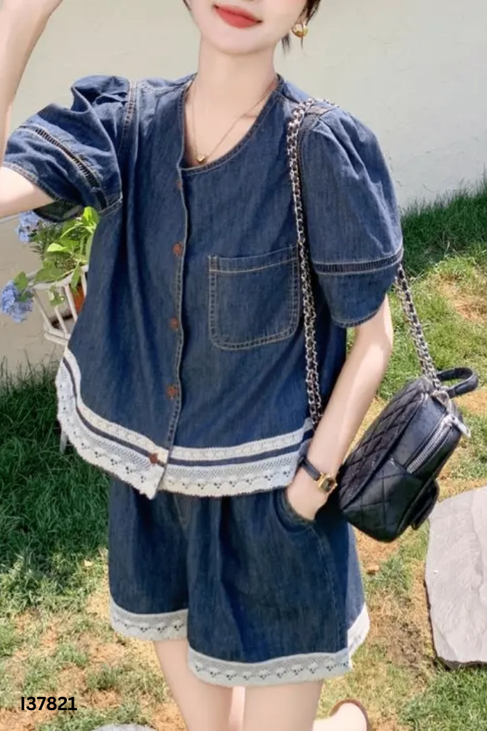 Áo kiểu jean xanh