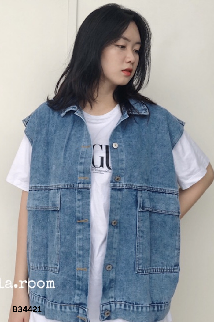 Áo jeans jeans xanh túi vuông