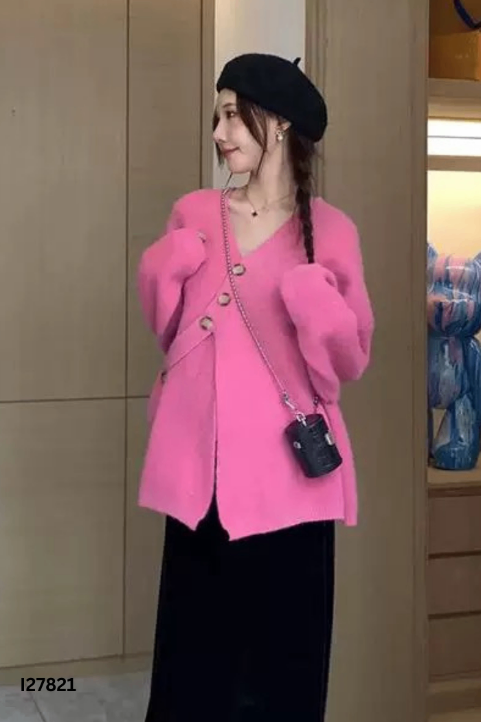 Cardigan len hồng