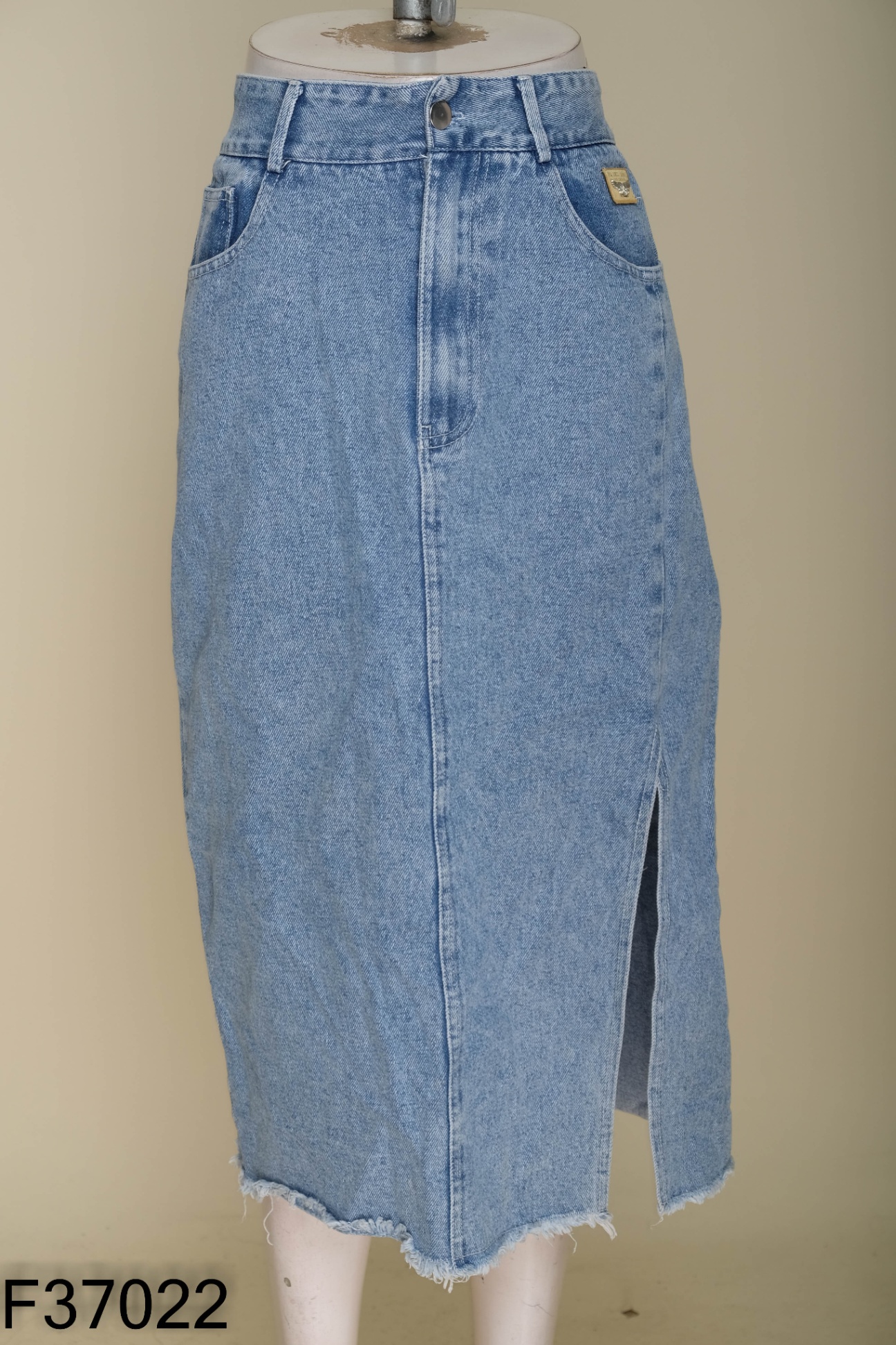 Chân váy jeans xanh trơn