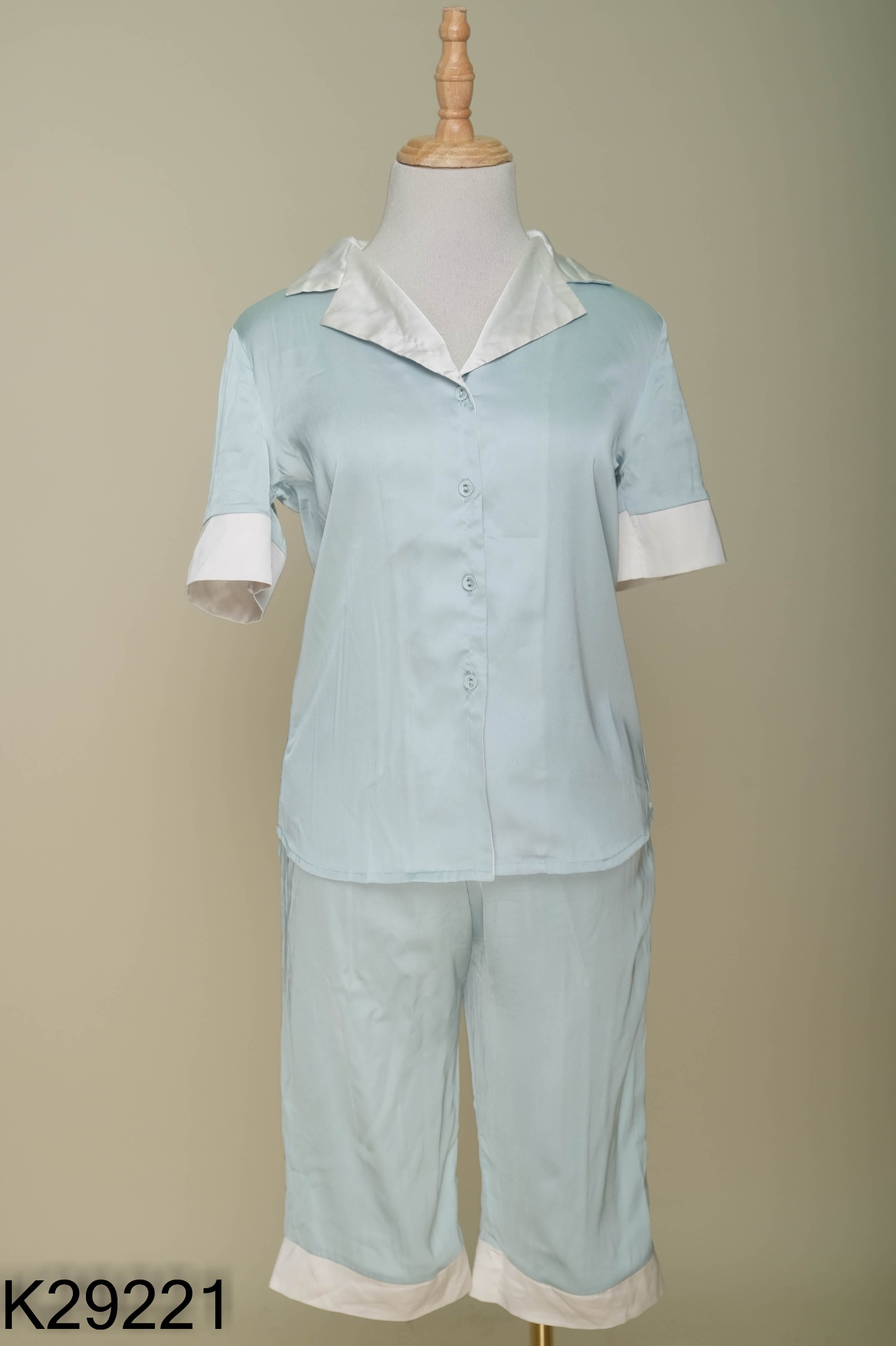 Set MIA LALA xanh phối be bộ ngủ
