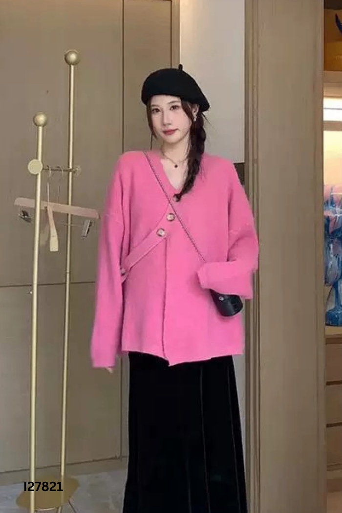 Cardigan len hồng