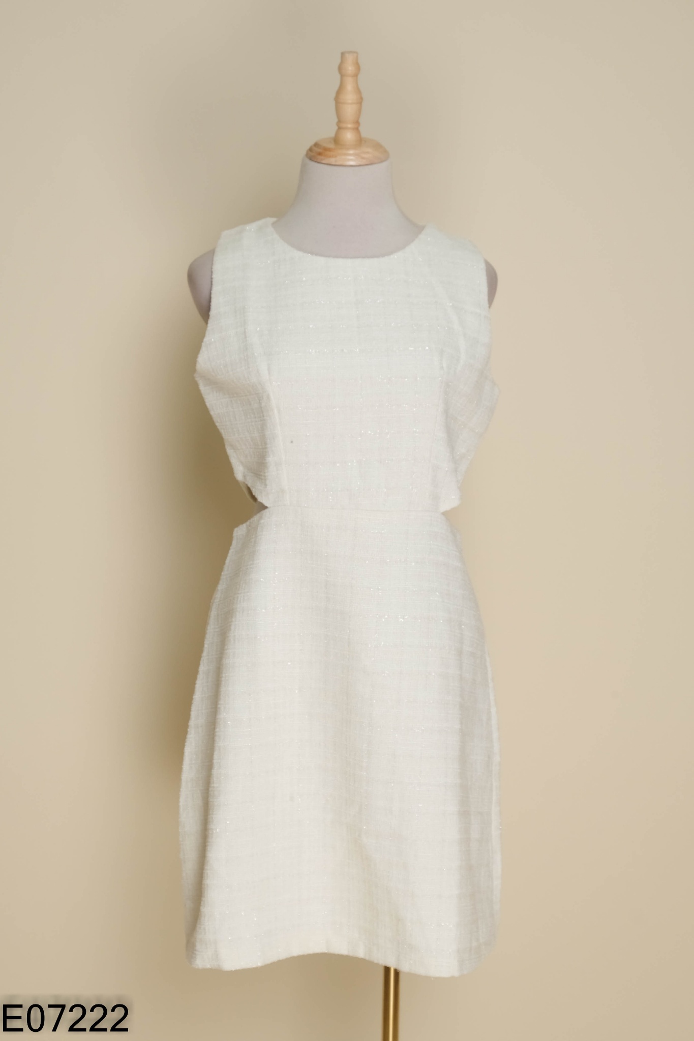 NEWTAG Váy dạ tweed be sát nách