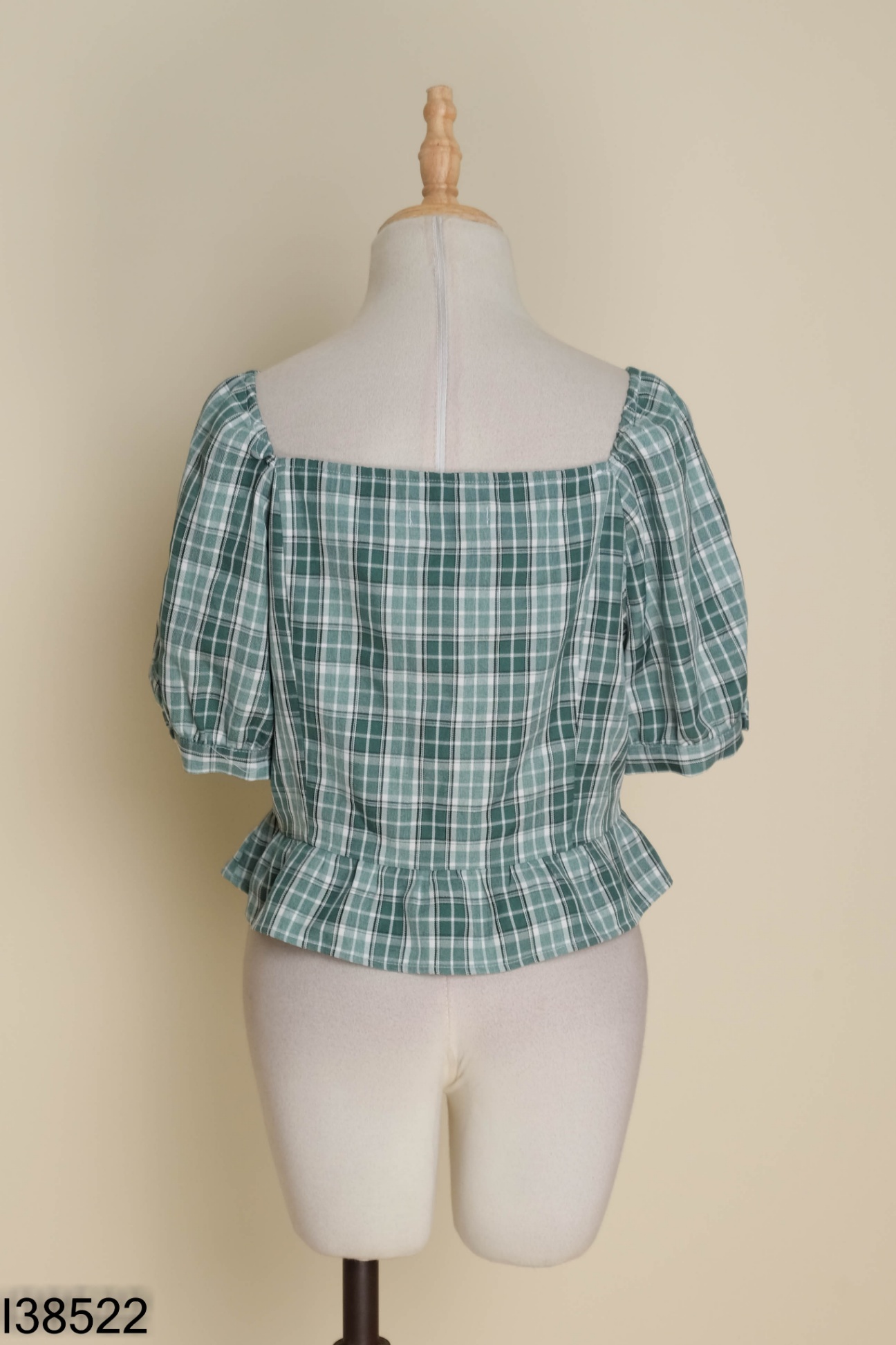 Áo xanh kẻ ADORE DRESS tay phồng
