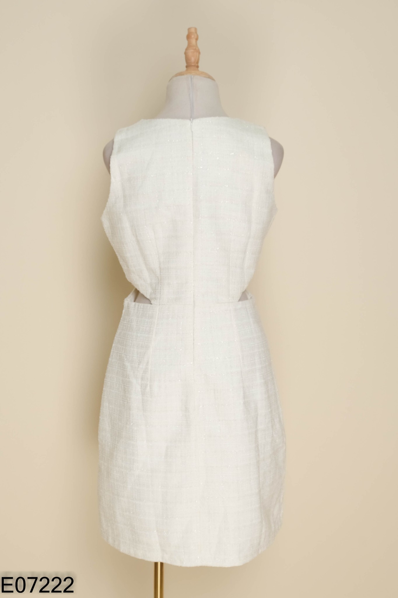 NEWTAG Váy dạ tweed be sát nách