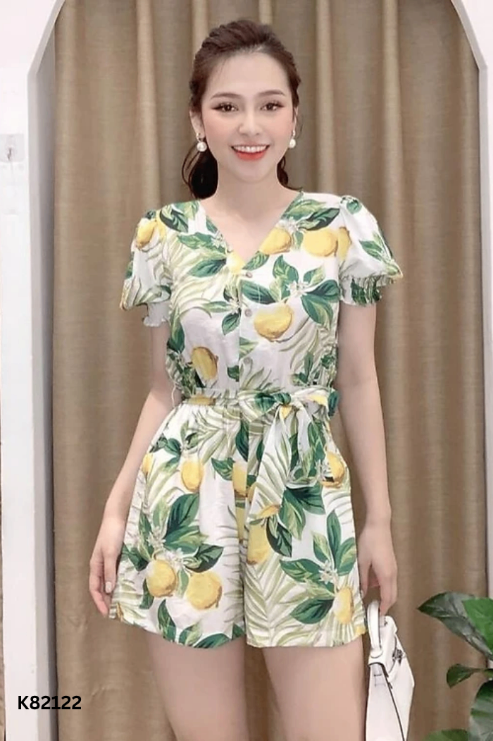 Jumpsuits LIIN trắng họa tiết xanh