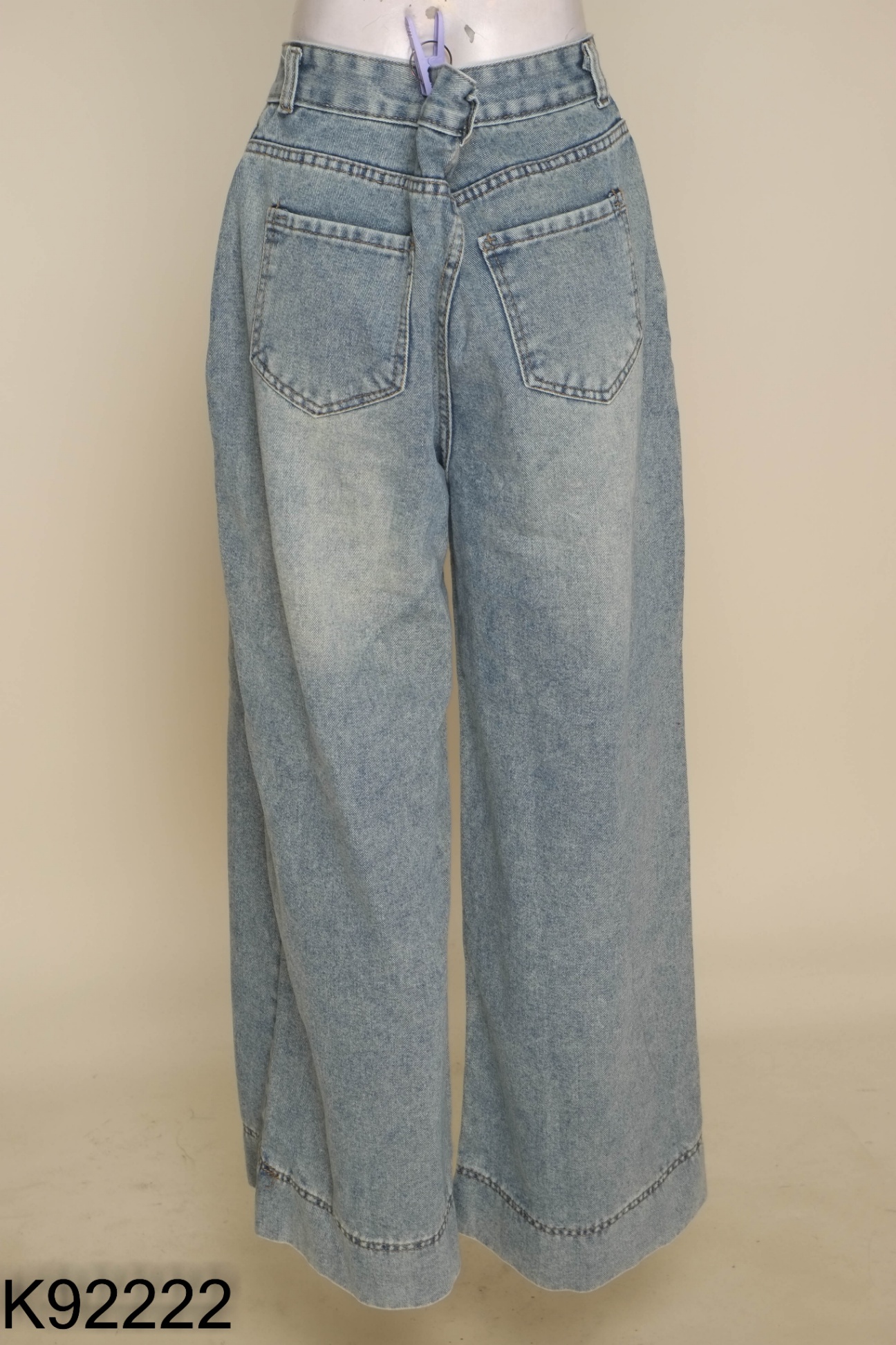 Quần jeans suông xanh ly eo