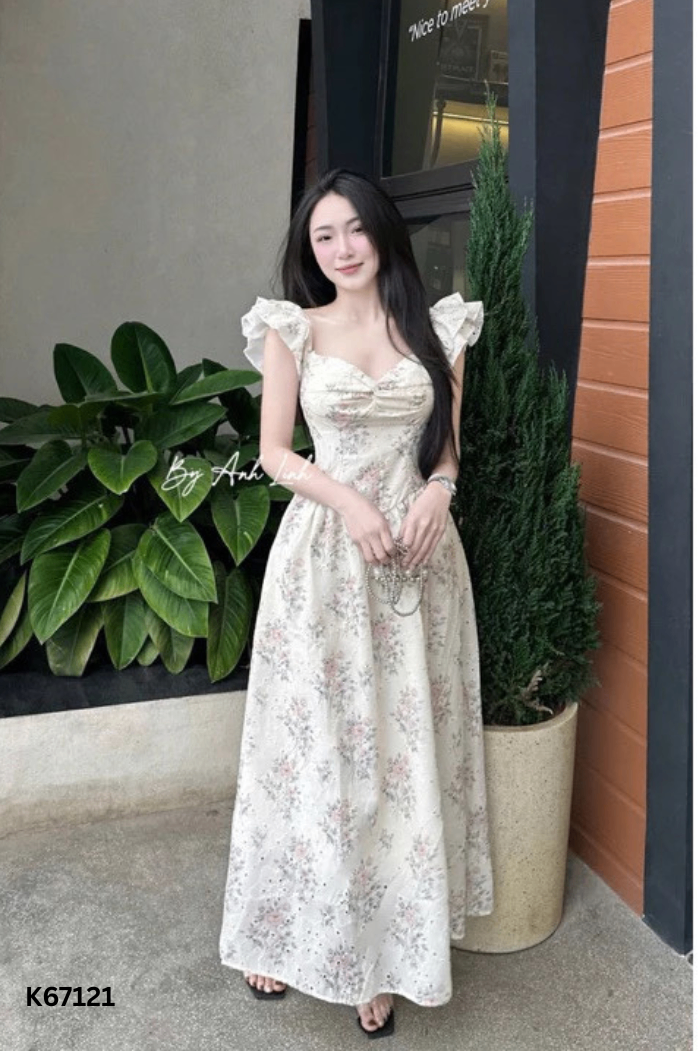NEWTAG Váy be hoa xoắn ngực