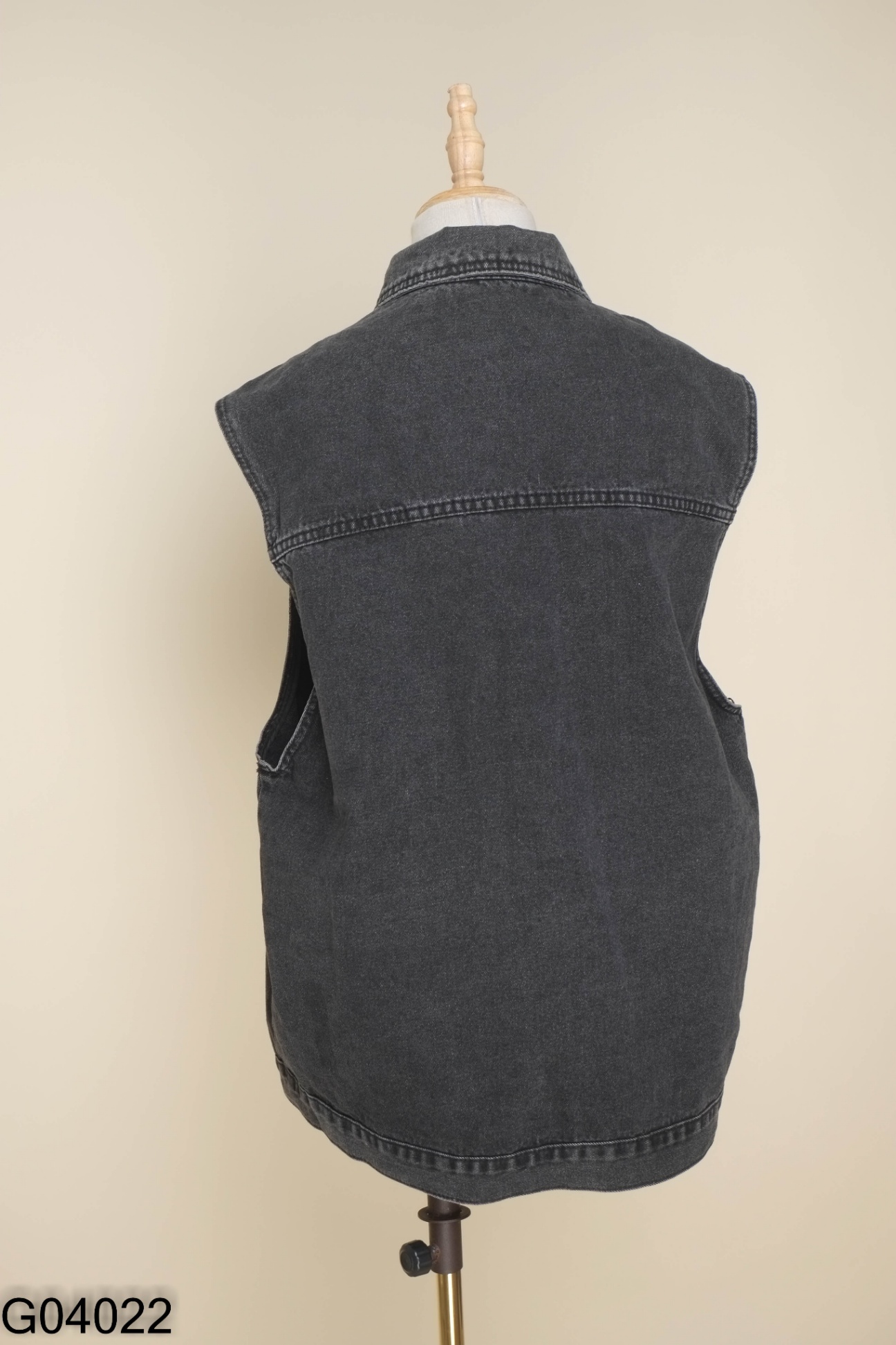 Áo khoác gile jeans ghi
