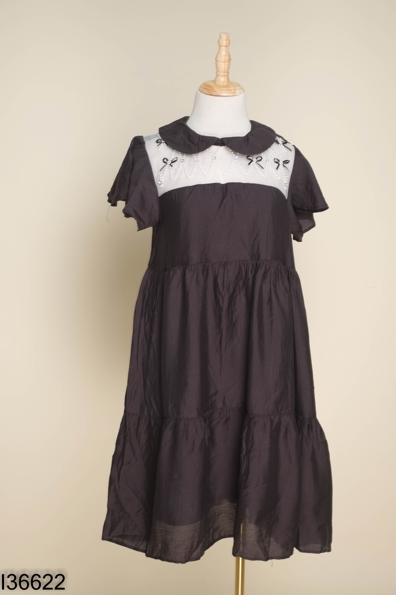 Váy baby doll đen mix lưới