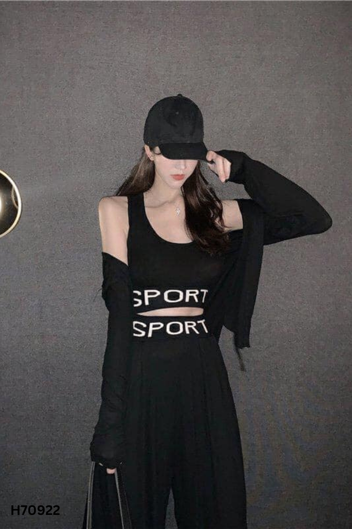 Set đồ tập đen chữ be