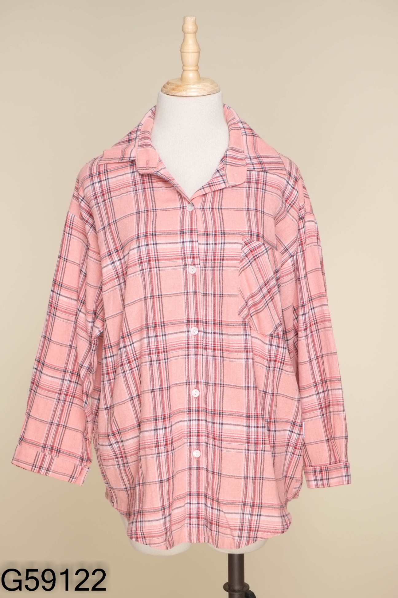 Áo sơ mi 92 WEAR hồng kẻ