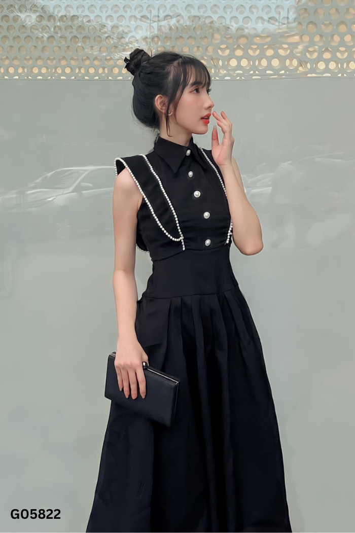Váy đen EVI viền ngọc