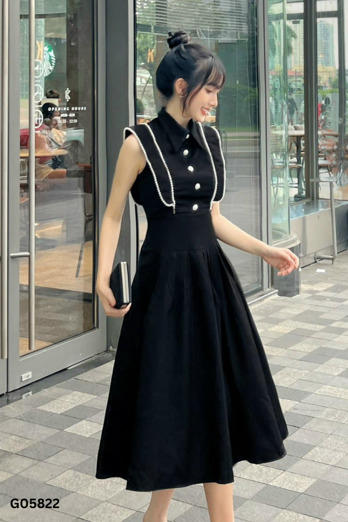 Váy đen EVI viền ngọc