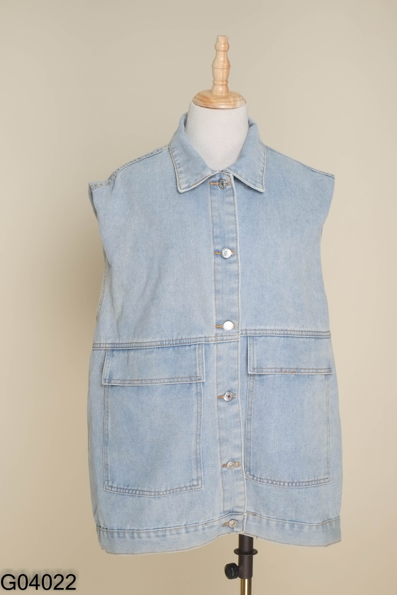 Áo khoác gile jeans xanh