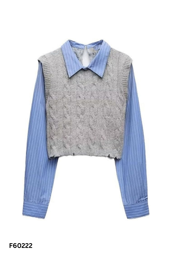 Áo xanh xá phối xanh sọc (ZARA xuất)
