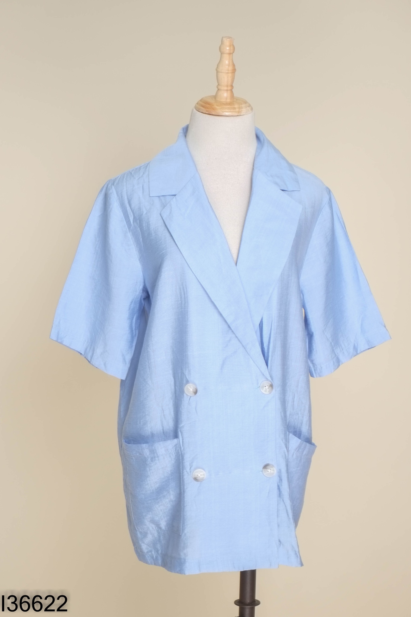 Áo blazer đũi xanh