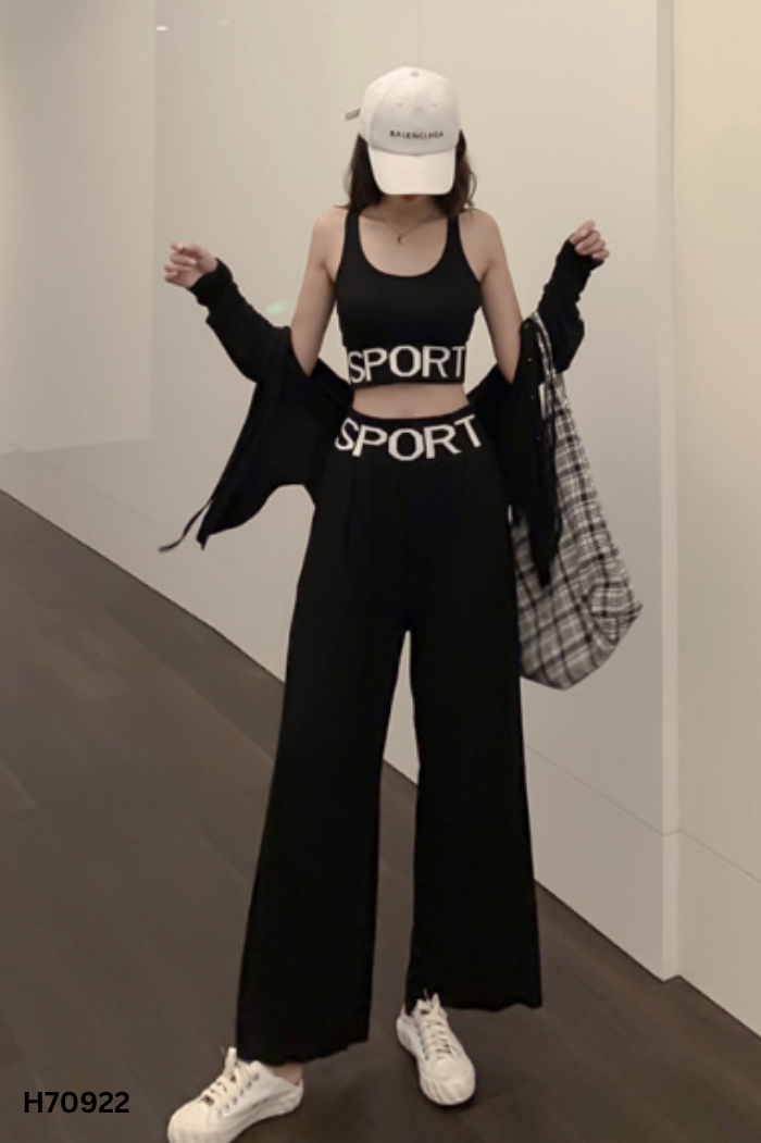 Set đồ tập đen chữ be