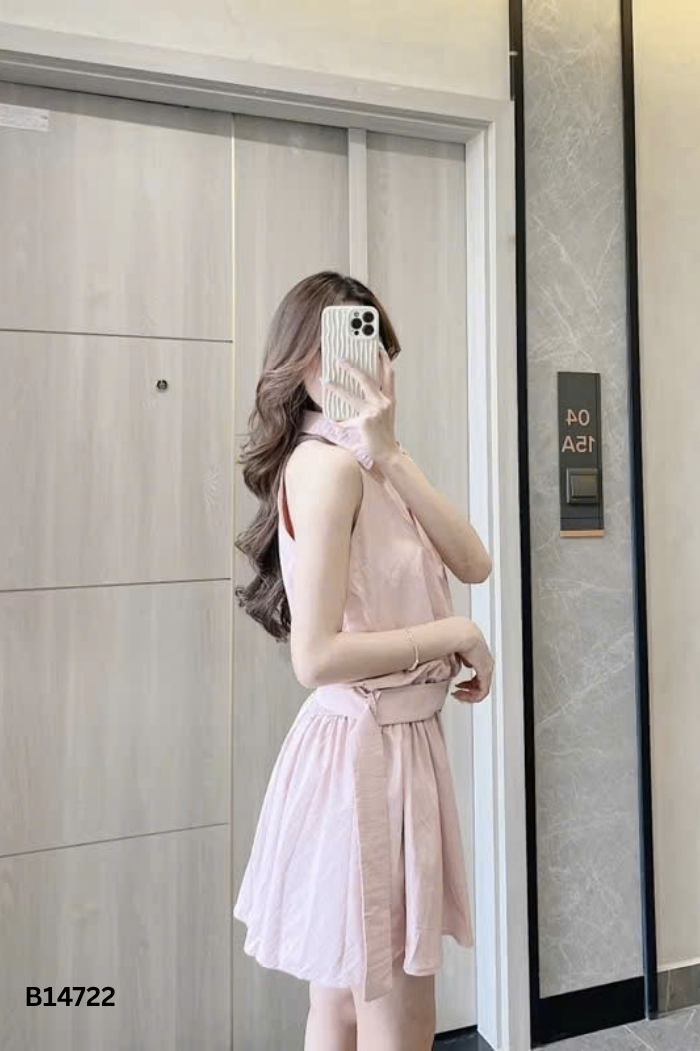 Váy sát nách hồng kèm đai (kèm quần)