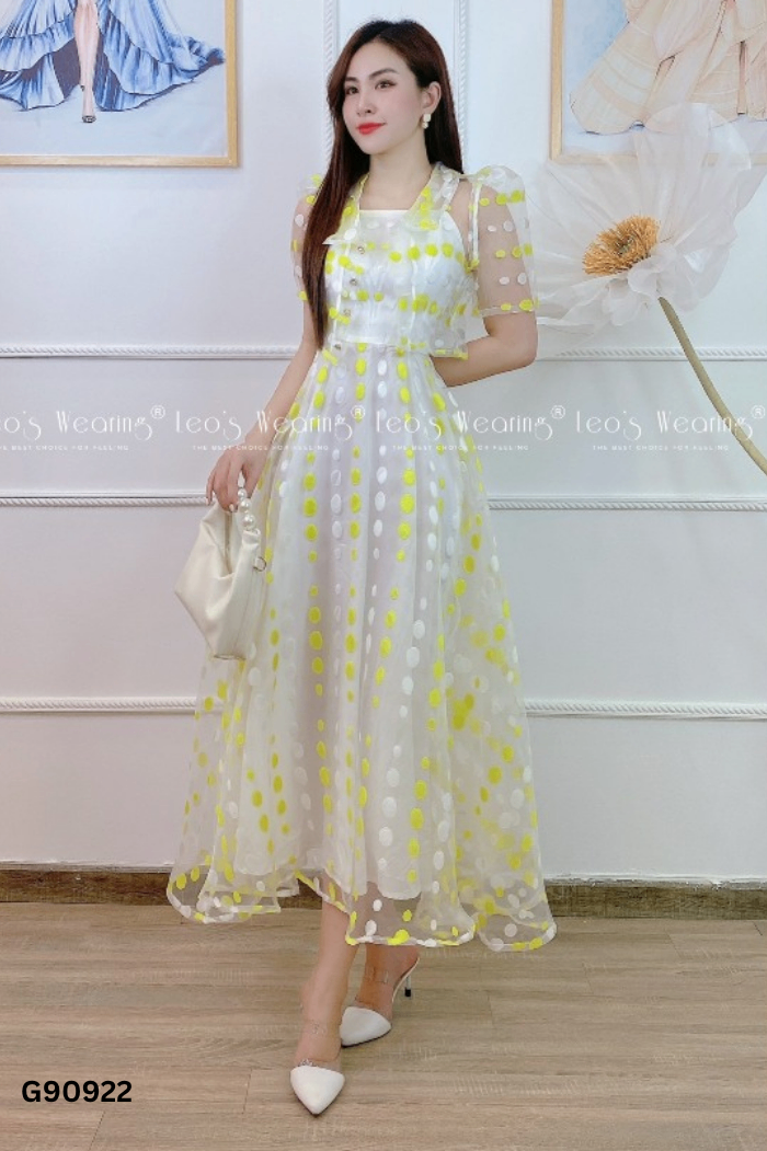NEWTAG Set LEO'S WEARNING voan chấm bi áo + váy