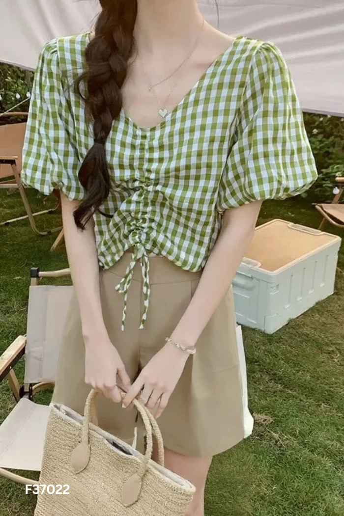 SET Áo xanh kẻ caro + quần shorts