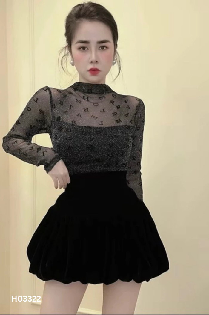 Chân váy nhung đen