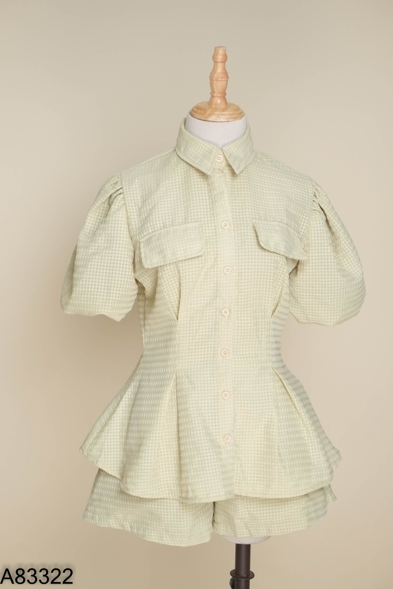 SET Áo xanh cổ sơ mi + quần short