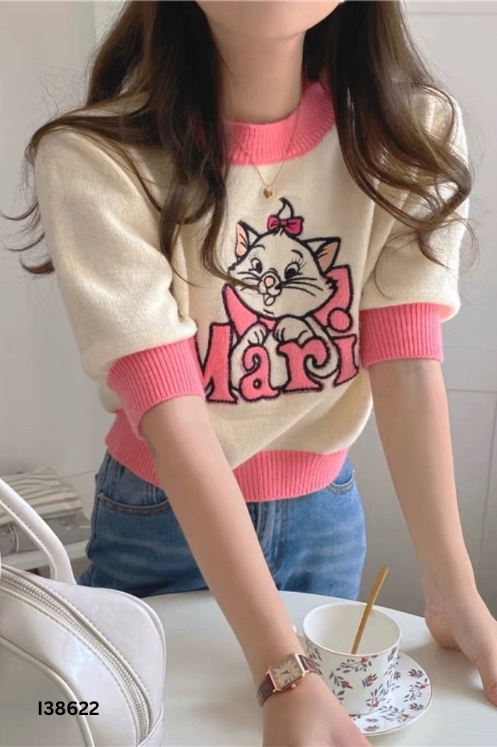 Áo len be mèo hồng