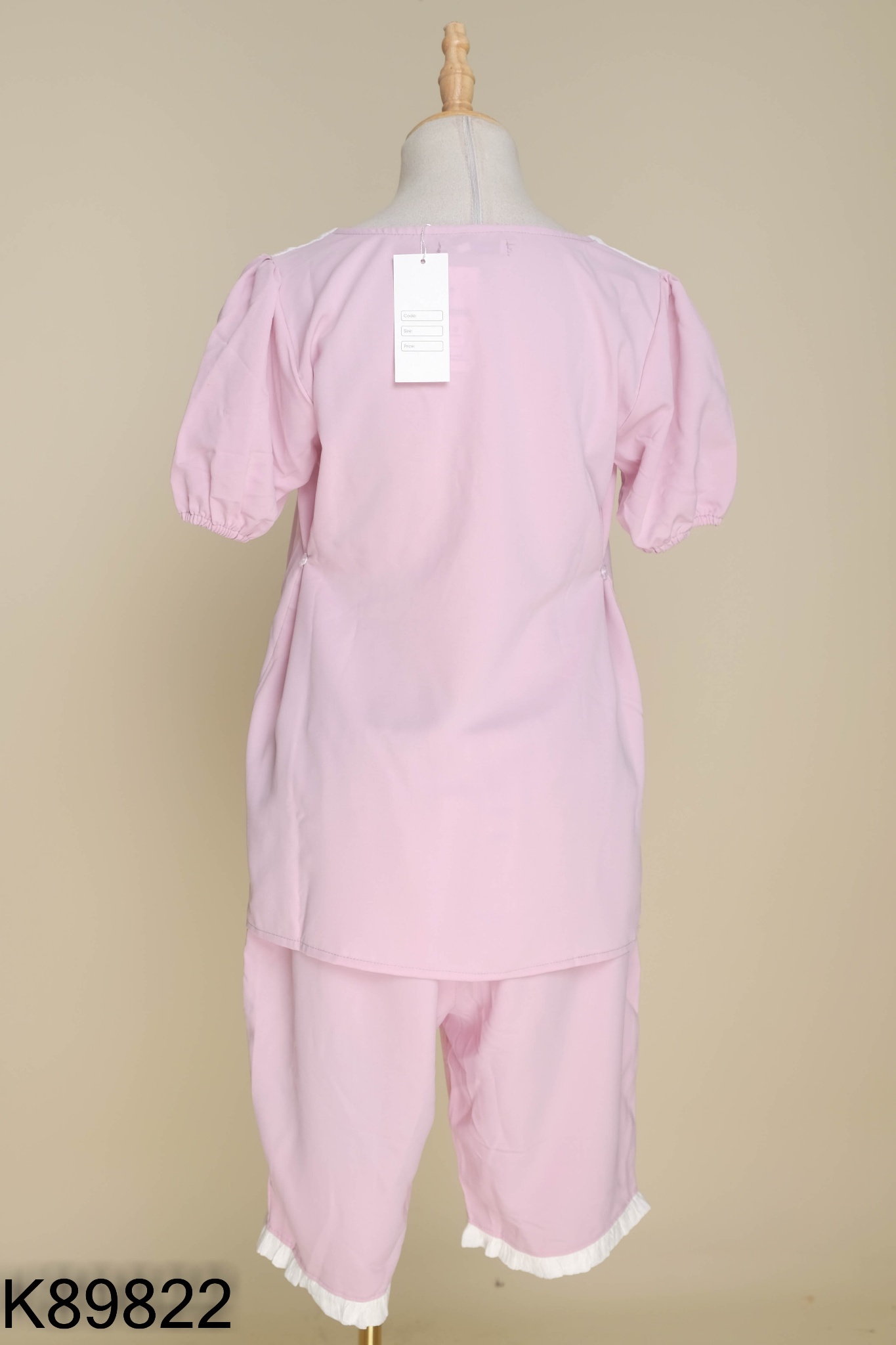 NEWTAG Set đồ ngủ hồng phối trắng