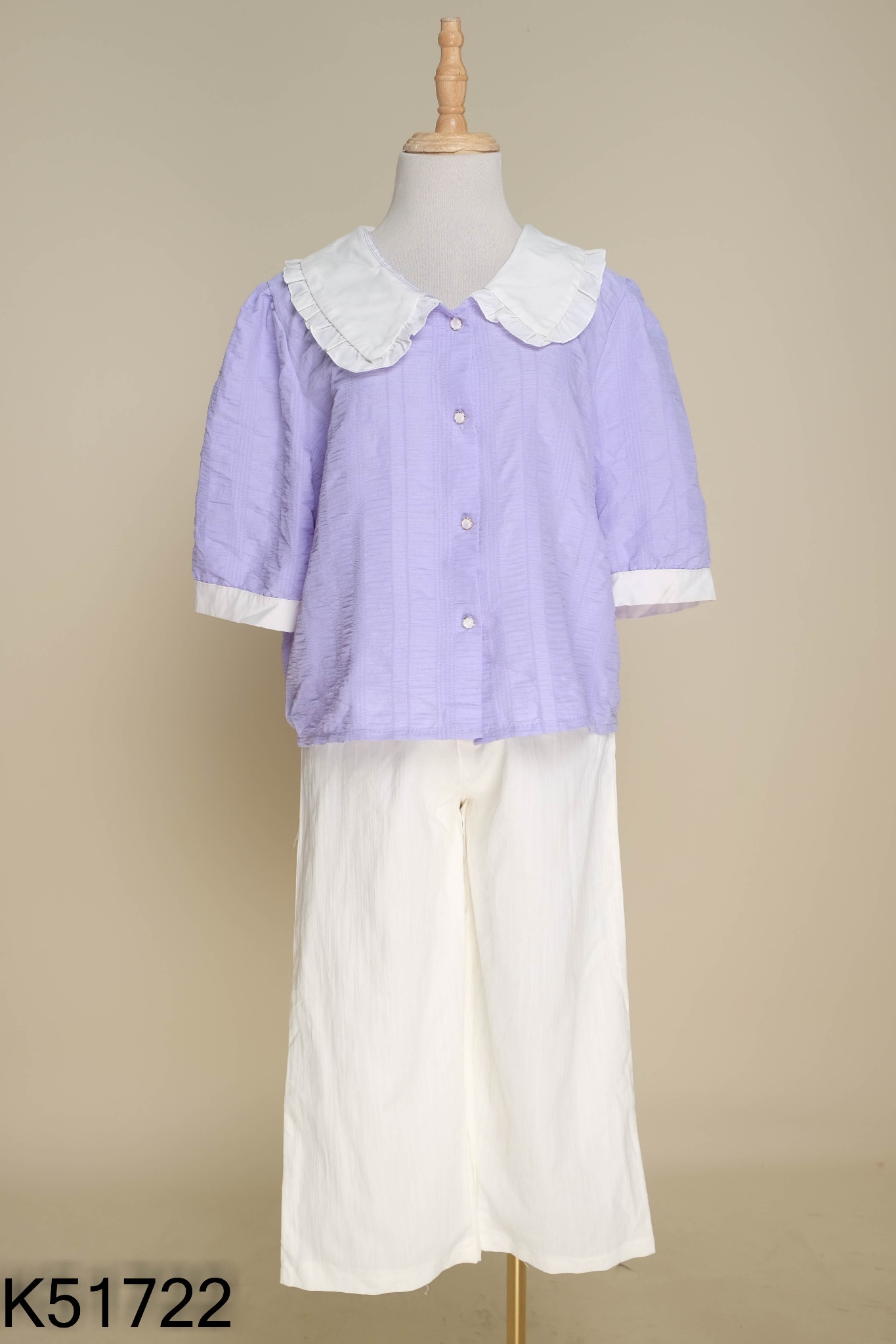 SET Áo tím cổ sen + quần trắng
