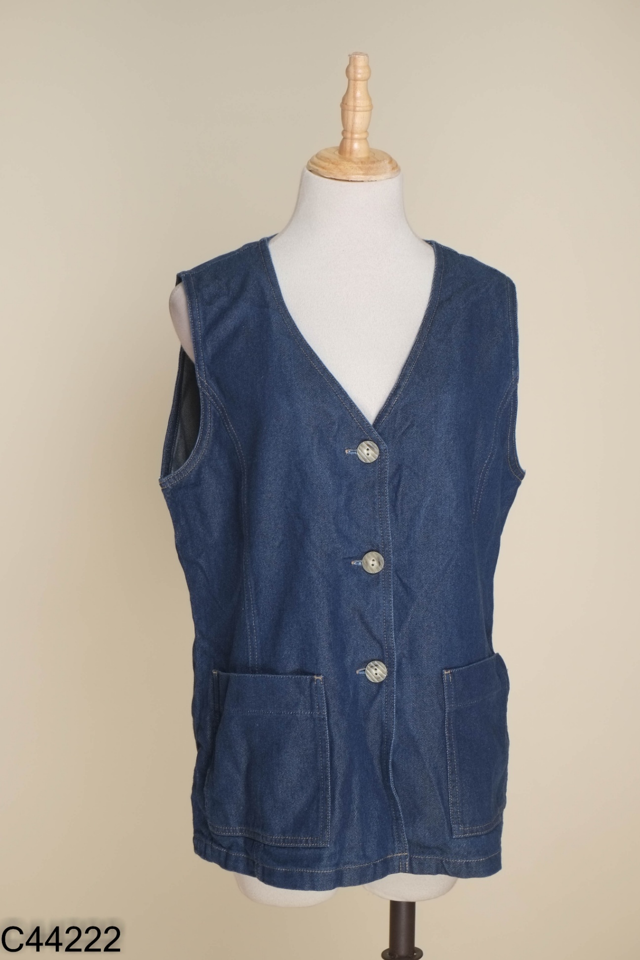 Áo gile jeans xanh