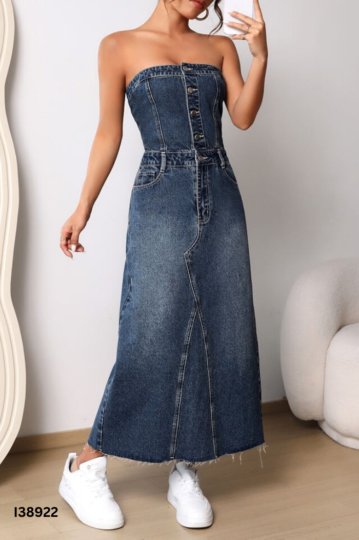 Váy cúp ngực ZARA jeans xanh (XUẤT)