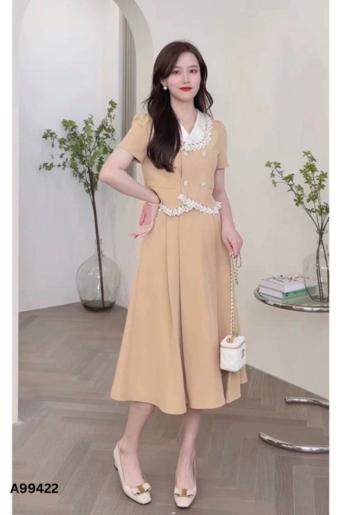 Set Áo nâu LOLIE cổ trắng + chân váy